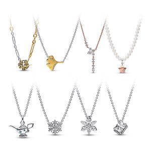 Pandoras halsband 925 Sterling Silver Charm Ginkgo Tree Leaf TEAPOT NECKLACE ICE CRYSTAL SNOWFAKE Halsband Pendant Pandoras Box Charms Necklace Pandoras