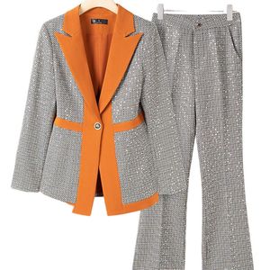 Abiti da donna Blazer con scollo a V Bling paillettes Abiti da donna Lady Office Business Uniform Blazer Suit Work Wear 230426