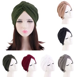 Hijabs Fashion Bandanas Women Turban Muslim Hat Twist Hijab Bonnet Cap Adult Chemo Hat Knot Twist Turban Headbands Muslim Cap 230426