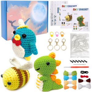 Agulha 1 conjunto artesanal diy crochê tricô kit fio de lã material presente para menina iniciante pingente bonecas gota 231124