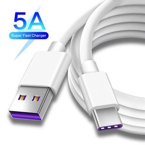 5A USB Type C Fast Charge Cable 1M 3ft Super Super Charging Cord for Huawei Xiaomi Samsung Sync Transfer Charger Line in OPP Bag