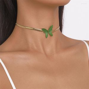 Chains Clavicle Short Punk Gold Silver Color Butterfly Chain Necklace Gothic Jewelry Pendant Women's Girl Gift Fashion Wholesale
