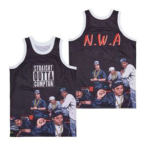 NWA Moive Basketball Jersey STRAIGHT OUTTA COMPTON Retro Pullover Team Green Breathable High School Sports Pure Cotton College HipHop Embroidery Shirt Film TOP