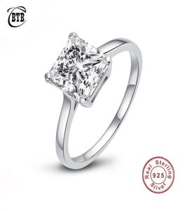 Classic 100 925 Sterling Silver Square Created Womens Diamond Rings Engagement Wedding Luxury Jewelry Whole 2207288469768