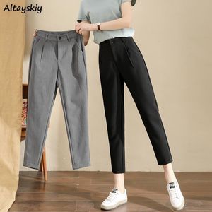 Pantaloni casuali di capris donne d'ufficio primaverile Lady Lady Elegant AnkleLength Harem pantaloni alla moda Trendy Simple Leisure Highwaist Chic Female Femmina Allmatch