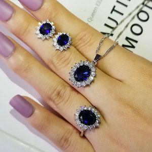 Beaded Halsband 3st Pack Luxury Blue Color Sunflower Silver Color Bride Dubai For Women Lady Anniversary Gift Jewelry Wholesale J5519 231124