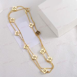 18K gold sweater chain, classic designer necklace, high quality brass material, stylish women's jewelry
