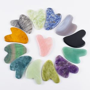 Natural rosa quartzo rosto gua sha ferramentas raspador jade massageadores faciais beleza cuidados com a pele guache raspador anti-envelhecimento da pele reduzir inchaço pescoço olho