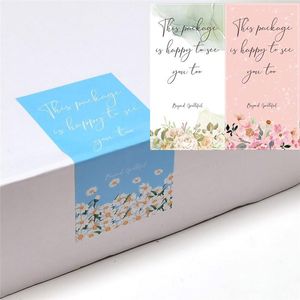 Gift Wrap 50Pcs/Pack Of Floral Rectangular Thank You Stickers Festive Party Box Sealing Wedding Decorations Baking Cake Tags