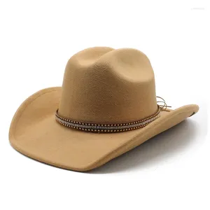 Berretti Cappelli da cowboy da uomo Cappello da cowgirl occidentale Cappello da campagna Top da festa Jazz Coppa britannica Equitazione Elegante Fedora