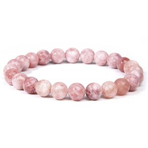 Bracelets de charme Moda Stone natural rosa Angelite Pulseira de 8mm de solteira de ioga com miçangas de miçangas para mulheres Presentes artesanais Z0426