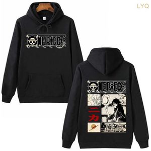 Kvinnors hoodies tröjor en bit luffy hoodie man kvinna hiphop harajuku pullover toppar tröja anime present huvtröja plus storlek långärmad hoodie