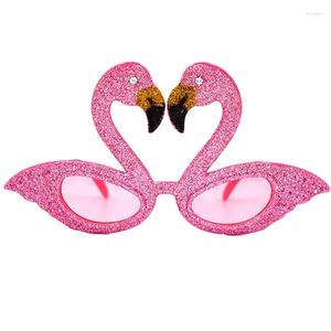 Okulary przeciwsłoneczne Camping Girl Flamingo Shape soczewki Śmieszne karnawały cekinowe okulary ramy