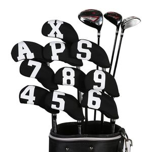 Diğer Golf Ürünleri 10 PCS Set Iron Club Head Kapak Spor Aksesuarları Kama 49 APSX Gradyans Numarası Top Çubuk Koruyucu Kılıf 231124