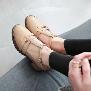 Модельные туфли BLXQPYT Zapatos De Mujer 2023, кожаные туфли на платформе с круглым носком, каблук с пряжкой и ремешком, академический стиль, Мэри Джейн, большие размеры, женские 993