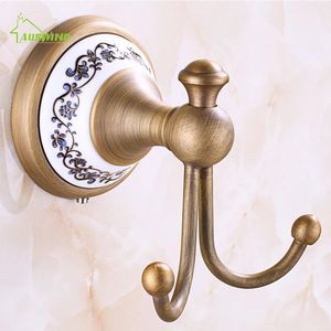 Towel Racks Antique Solid Brass Coat Hook Ceramic European Towel Hanging Bathroom Clothes Wall Carved Hanger Accessories 231124