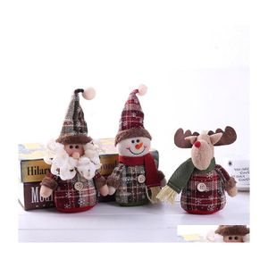 Weihnachtsschmuck Party Home Bar Dekoration Spielzeug Ornamente Plüschtier Weihnachtsmann Elch Schneemann Niedlich Mini Schreibtisch Dh0356 Drop Delivery Dh3Sw