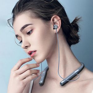 Hörlurar Trådlöst Bluetooth-headset 5.2 Necksliten Sport Halter Neck Magnetiska absorption Halv In-Ear Pluggbar TF-kort med Flash Lighm-hörlurar