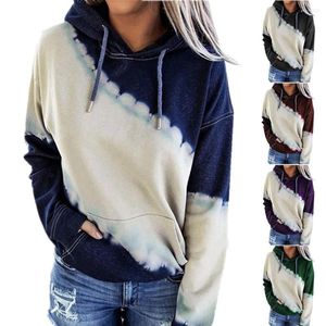 Hoodies النسائي 2023 هوديي مقعد المقنع من النوع الثقيل من الأكمام طويلة الأكمام الشوارع غير الرسمية ألوان مترقعة كبيرة الحجم للسيدات