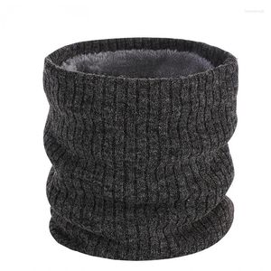 Scarves Double-layer Velvet Thickened Warm Neck Sleeve Solid Color Wool Knitted Scarf Autumn And Winter All-match For Men & Women