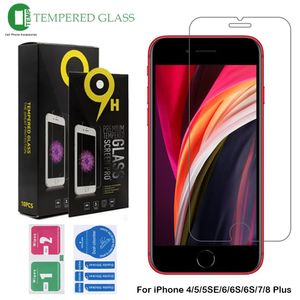 Screen Protector for iPhone 4 5SE 6S 7 8 Plus Tempered Glass 0.33MM 9H Protective Clear Film with Paper Package