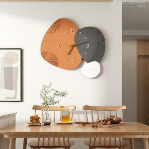 Wall Clocks Modern Minimalist Clock Wooden Geometric Silent Single Face Living Room Kitchen Background Hanging Zegary