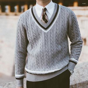 Męskie swetry 2023 Mężczyźni tkackie czyste i proste dzianinowe sweter pullover jesienna zima moda swobodna dzianina w dekolcie b222