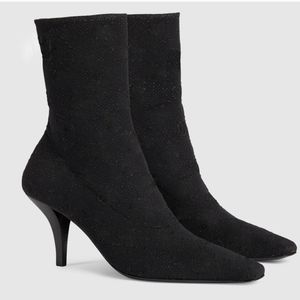 Örme Ayak Bileği Botları Tasarımcılar Ayakkabı En Kalite Elastik Çoraplar Karışık Renkler Kadın Ayakkabı Örme Elastik Metal Topuk Önyükleme 7.5cm Yüksek Heed Women Half Bootie 35-42