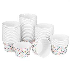 Wegwerpbekers Rietjes Polka Dot Paper Treat Dessert Bowls Voor Sundae Cake Ice Cream Feestelijke feestartikelen