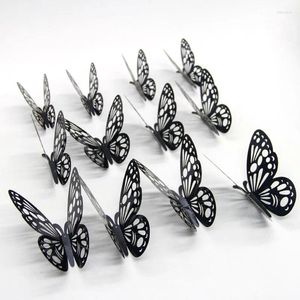 Wall Stickers 12pc/Set 3D Metal Hollow Butterfly Home Living Room Dimensional Simulation Decoration