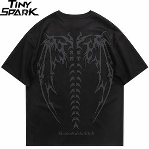 Men's T-Shirts Men Suede Tshirt Streetwear Devil Wings Skeleton Graphic T-Shirt Harajuku T Shirt Unisex Top Tees Short Sleeve Hipster 230426