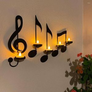 Titulares de vela 4pcs Party Party Candlestick Gift Wall Ornament Farmhouse Wedding Metal Metal Home Decor Witch With Screws Music Note