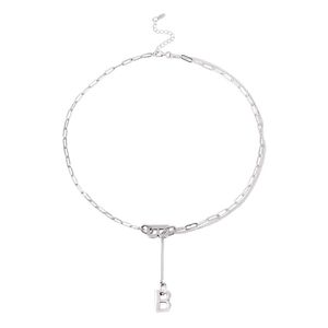 Collana in argento sterling S925 Creativo Retro Multistrato Lettera B Coppia Moda Rete classica Temperamento rosso Personalità creativa Gioielli semplici