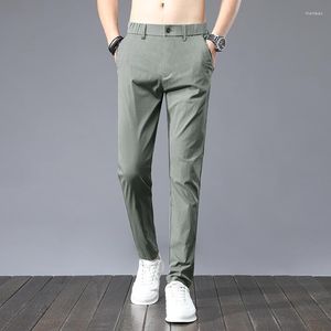 Pantaloni da uomo stile classico 2023 primavera estate uomo business casual verde cachi moda pantaloni elasticizzati dritti marca maschile