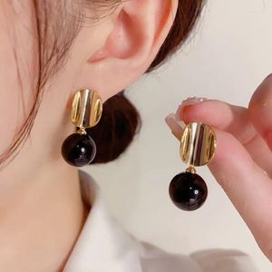 Baumelnde Ohrringe Mode Arc Metallic Black Ball Drop Für Frauen Herbst Winter Schmuck Großhandel