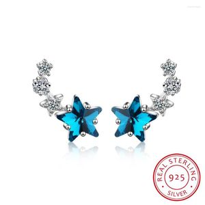 Orecchini a bottone Fashion Blue Zirconia Star 925 Sterling Silver Per donna Sterling-silver-jewelry Small Studs Earring