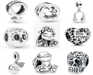 925 Silver Fit Charm 925 Armband Rabbit Be Happly Sheep Skull Clover Diy Charms Set Pendant Diy Fine Beads Jewelry9674275