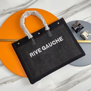 FashionDesigner Handbag Rive Gauche Tote Bag Mens Weave Linen Large Beach Shopping Weekend Clutch Bags Luxury Womens Canvas Bagage Crossbody Purses Shoulder Bag