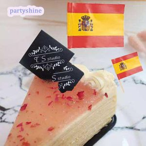 Festliga förnödenheter 10/25/100 st Spanien National Flags Art Tandpetare Party Sticks Cupcake/Cake/Pie/Fruit/Glass Topper Decoration