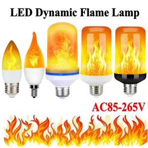 LED E27 Flame BULB Fire E14 LAMP CORNBULB Flimrande LED-ljus Dynamisk flameffekt 3W 5W 7W 9W 110V-220V för hembelysning