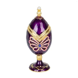 Garrafas Qifu lindo metal roxo faberge ovo trinket caixa coleção decoração de casa presente