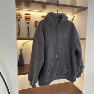 Ce Autumnwinter New Fashion Embroidery Triumphal Pattern Thickened Warm Hooded Sweaterstraight Stripe Casual