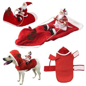 Dog Apparel Fun Pet Dog Christmas Clothes Riding A Deer Jacket Coat Pets Christmas Costumes Christmas Dog Outfit For Big Dog Small Dog 231124