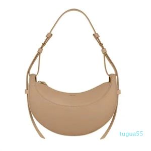 Bolsa Meia-Lua Sacola de couro de bezerro liso texturizado flor integral Fecho de zíper Feminino Hobo