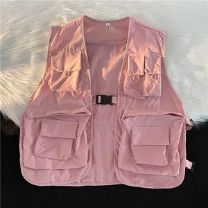 Men's Vests Men Multi Pockets Cargo Clothing Summer All-match Handsome Japanese Thin Chic Fashion Casual Stylish BF