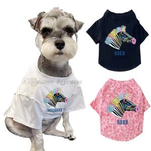 Tasarımcı Köpekler Giysileri Zebra Desen Köpek Giyim Giyim Aksesuarları Erkek Pamuk Nefes Alabilir Pet T-Shirt Chihuahua Yorkies Bulldog Küçük Pet Giyim Malzemeleri L A649