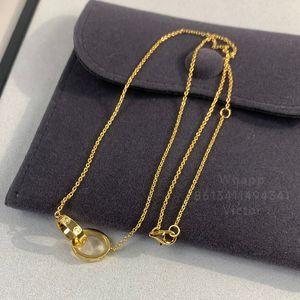 LOVE necklace for women Double ring designer Gold plated 18K T0P quality official reproductions classic style gift for girlfriend with box 005