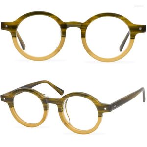 Óculos de sol Quadros de moda redonda de óculos de acetato quadro Retro miopia óptica grossa simples