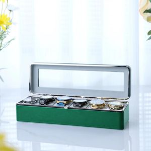 Watch Boxes 6 Slot Metal Frame Storage Box PU Flannel With Sunroof Display Gift