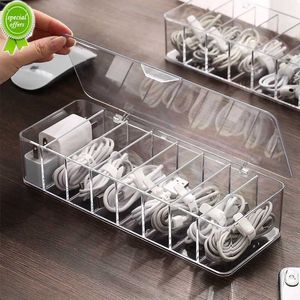 Cable Storage Box Transparent Desk Organizer Data Line Organizer Earphone Charger Wire Storage Container Key Wire Management